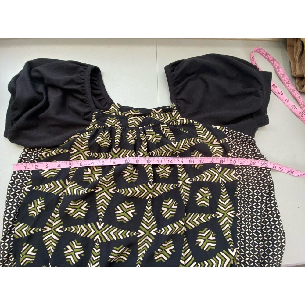 Maeve Womens Top Large Black Beige Rayon Knit Blouse Anthropologie Boho Chic - Picture 3 of 7